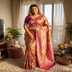 Premium Banarasi Lichi Silk Woven Saree with Blouse